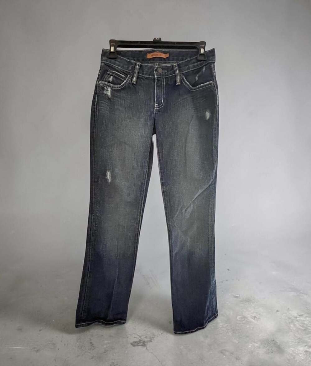 Arden B Women's Distressed Mid-Wash Straight Leg Denim Jeans